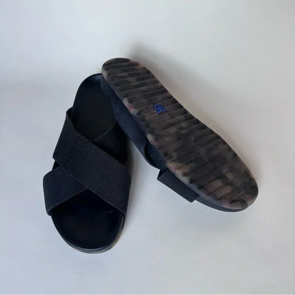 Rothy's Black the Weekend Slide Sandals in Size 10 with Tortoise Shell Sole - Picture 8 of 16